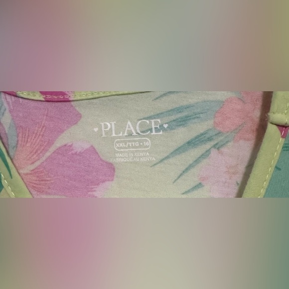 🎁The Children's Place Girls Floral Short Sleeve Shirt -Size XXL 🎁 - Picture 3 of 4